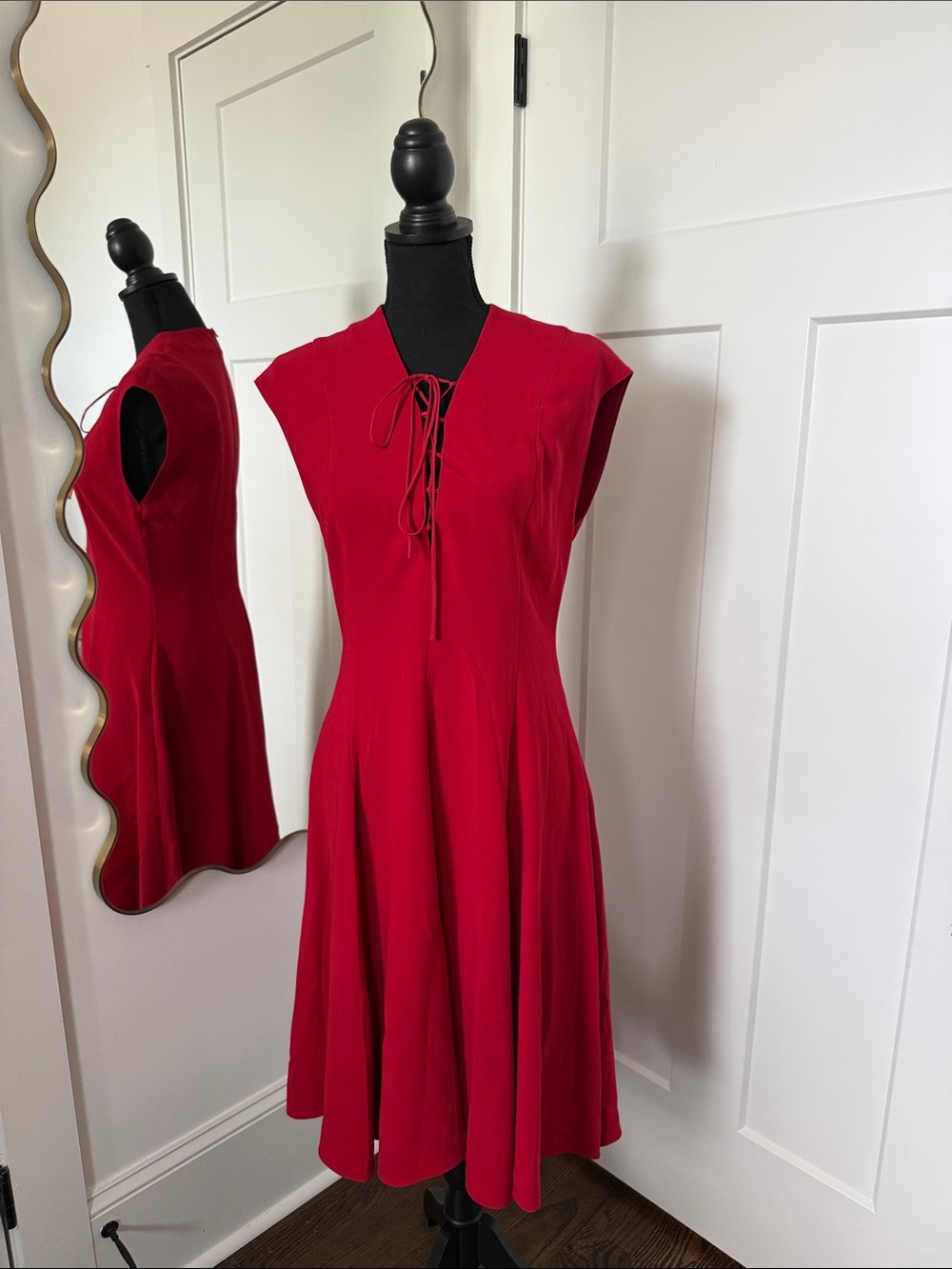 Stella McCartney Red Lace-Up Midi Dress